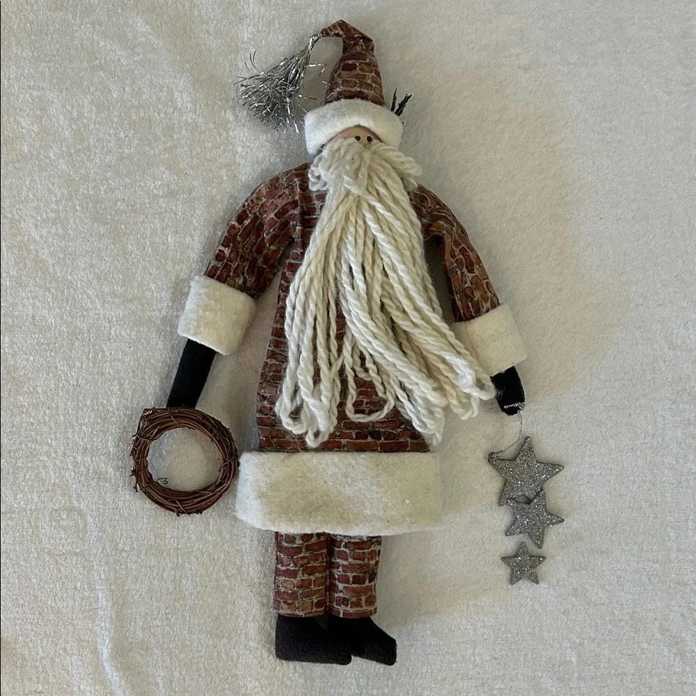 Festive Santa Doll with Brick Pattern Coat